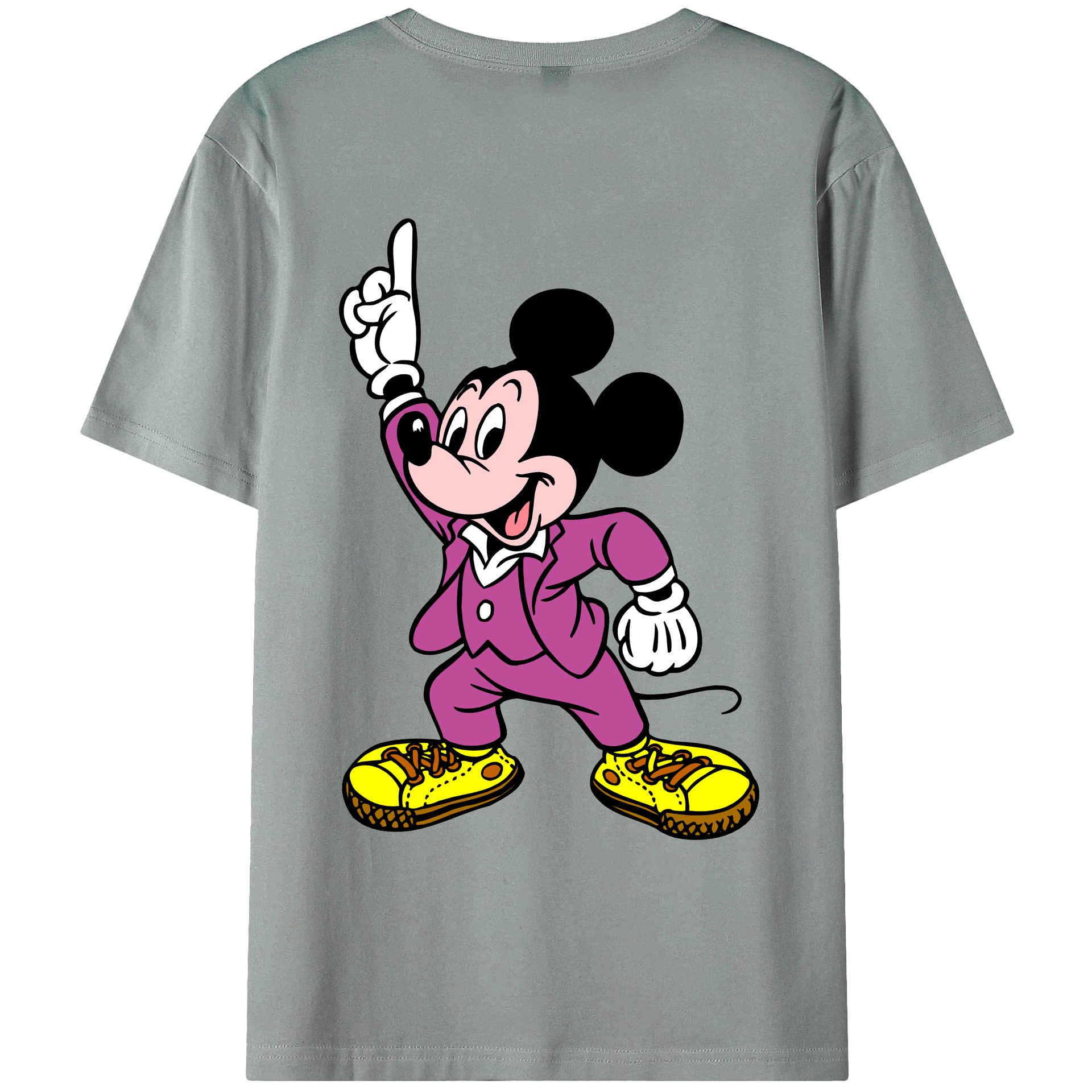（画像用） ミッキーマウス Mickey Mouse 綿100％ メンズ半袖Tシャツ（バックプリント） 通気性